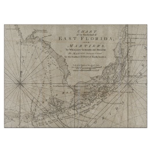 kaart van de Florida Keys (1771) Snijplank (Voorkant)