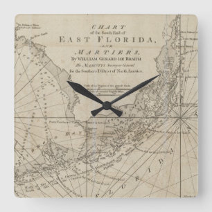 kaart van de Florida Keys (1771) Vierkante Klok