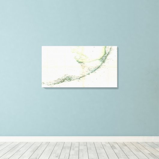 kaart van de Florida Keys (1859) Canvas Afdruk (Insitu (Houten vloer))