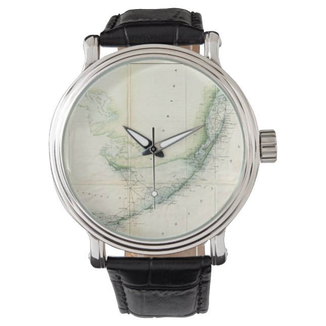  kaart van de Florida Keys (1859) Horloge (Voorkant)