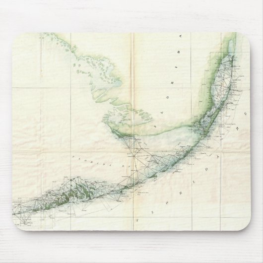 kaart van de Florida Keys (1859) Muismat (Voorkant)