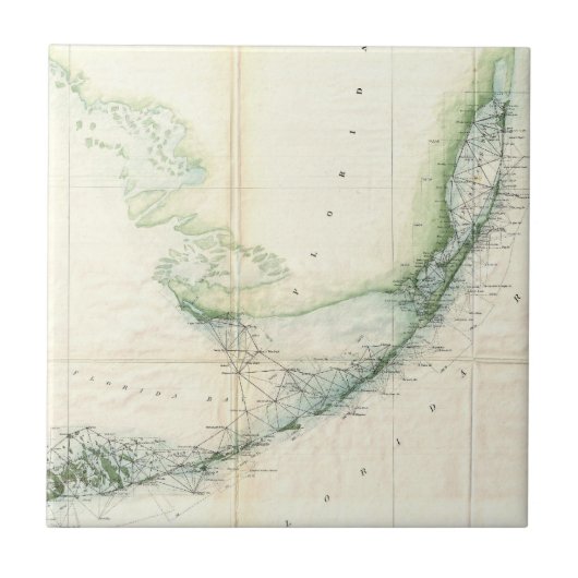  kaart van de Florida Keys (1859) Tegeltje (Voorkant)