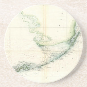  kaart van de Florida Keys (1859) Zandsteen Onderzetter