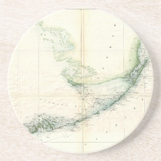  kaart van de Florida Keys (1859) Zandsteen Onderzetter (Voorkant)