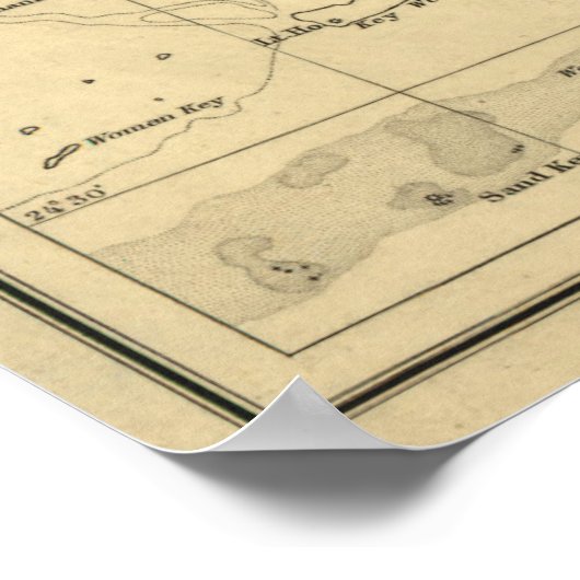  kaart van de Florida Keys (1861) Poster (Hoek)