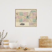 Kaart van de Fond du Lac County, staat Wisconsin Poster (Keuken)