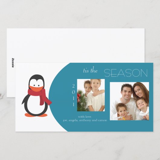 Kaart van de Foto van de Vakantie van de pinguïn (Voorkant / Achterkant)