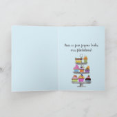 Kaart van de Franse Birthday Waterverf cupcakes (Binnen)