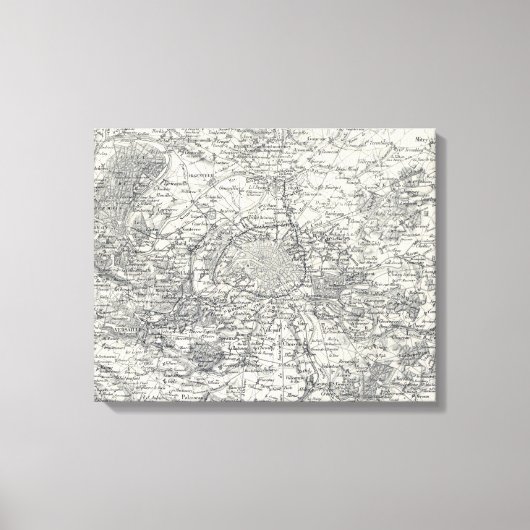 kaart van de Franse Vicinity (1841) Canvas Afdruk (Voorkant)