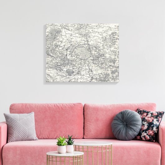 kaart van de Franse Vicinity (1841) Canvas Afdruk (Insitu (Woonkamer))