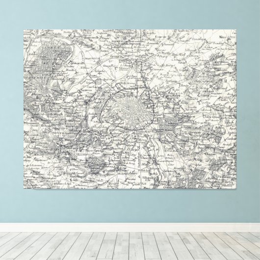  kaart van de Franse Vicinity (1841) Canvas Afdruk (Insitu (Houten vloer))