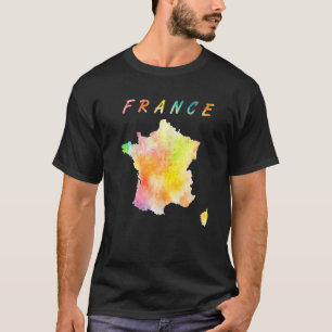 kaart van de franse Waterverf van de kleurrijke ka T-shirt
