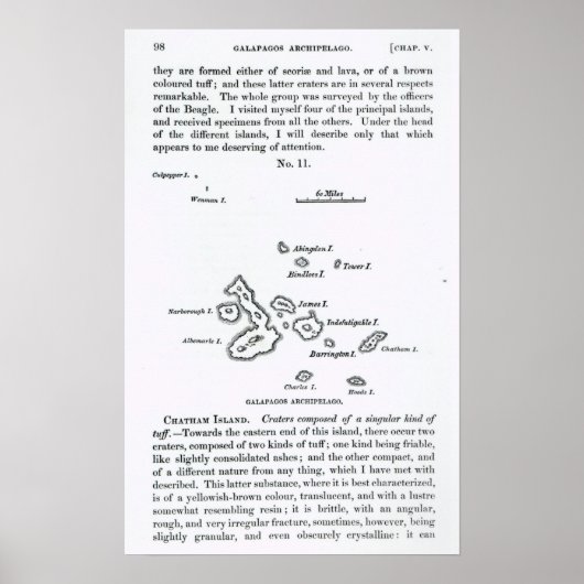 Kaart van de Galapagos-archipel, 1844 Poster (Voorkant)