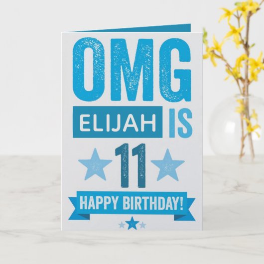 Kaart van de geboorte - 11 jaar oud OMG (Gele Bloem)