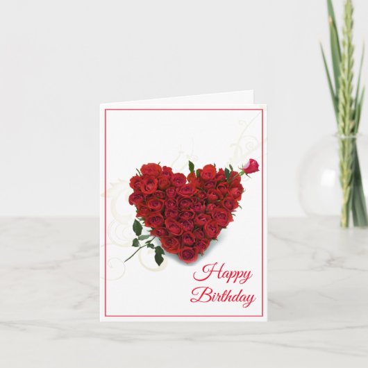 Kaart van de geboorte - Heart-Red Roses (Voorkant)