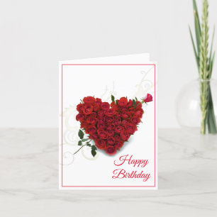 Kaart van de geboorte - Heart-Red Roses