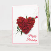 Kaart van de geboorte - Heart-Red Roses (Voorkant)