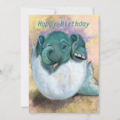 Kaart van de geboorte met Baby olifant die wordt g (Voorkant)