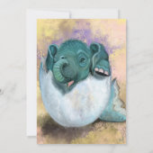 Kaart van de geboorte met Baby olifant die wordt g (Achterkant)