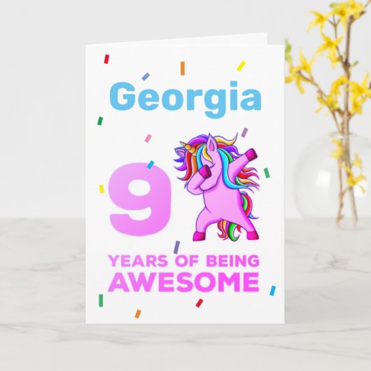 Kaart van de geboorte - negende jaar oude meisjes (Gele Bloem)