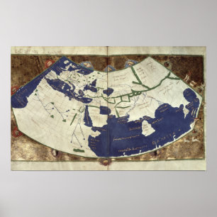 Kaart van de gekende wereld, van "Geographia" Poster