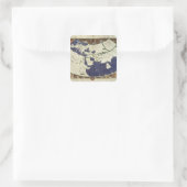 Kaart van de gekende wereld, van "Geographia" Vierkante Sticker (Tas)