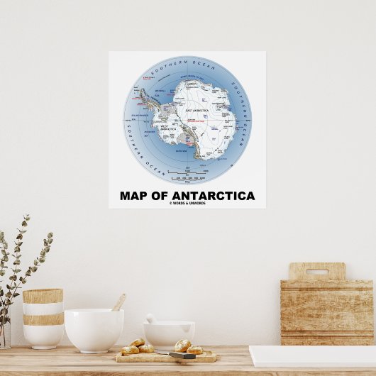 Kaart van de geografische ligging van Antarctica Poster (Keuken)