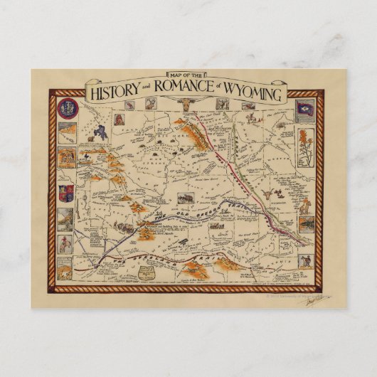 Kaart van de geschiedenis en Romance van Wyoming (Voorkant)