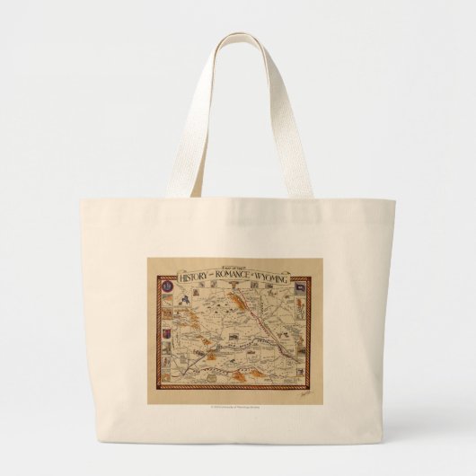 Kaart van de geschiedenis en Romance van Wyoming Grote Tote Bag (Voorkant)