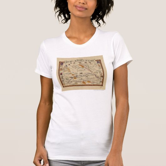 Kaart van de geschiedenis en Romance van Wyoming T-shirt (Voorkant)
