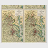  kaart van de gevechten van Virginia tijdens de bu Cadeaupapier (Vlak)