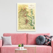 kaart van de gevechten van Virginia tijdens de bu Canvas Afdruk (Insitu (Woonkamer))