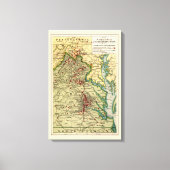  kaart van de gevechten van Virginia tijdens de bu Canvas Afdruk (Voorkant)