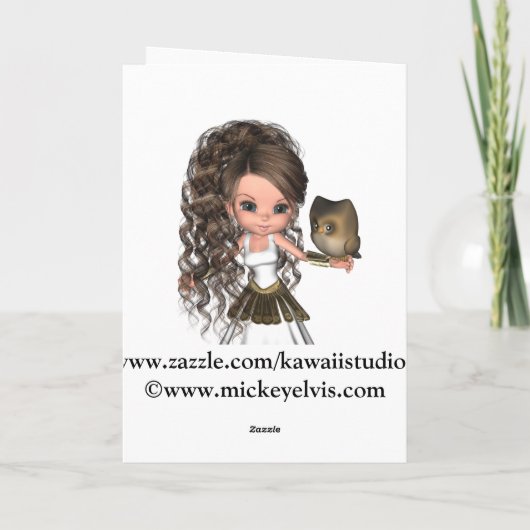 Kaart van de Godin van Athena van Kawaii de Mooie (Achterkant)