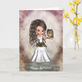 Kaart van de Godin van Athena van Kawaii de Mooie (Gele Bloem)