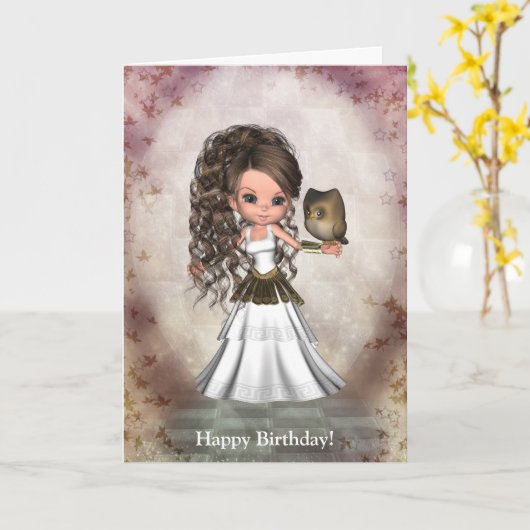 Kaart van de Godin van Athena van Kawaii de Mooie (Gele Bloem)