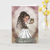 Kaart van de Godin van Athena van Kawaii de Mooie (Gele Bloem)