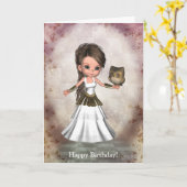 Kaart van de Godin van Athena van Kawaii de Mooie (Gele Bloem)