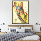 Kaart van de Gold Region in Californië (1851) Canvas Afdruk (Insitu (Slaapkamer))