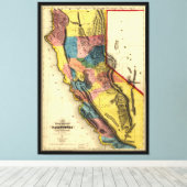 Kaart van de Gold Region in Californië (1851) Canvas Afdruk (Insitu (Houten vloer))
