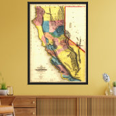 Kaart van de Gold Region in Californië (1851) Canvas Afdruk (Insitu (Woonkamer))