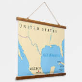 Kaart van de Golf van Amerika Hangend Wandkleed (Gebogen)