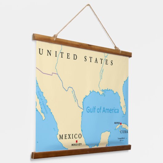 Kaart van de Golf van Amerika Hangend Wandkleed (Gebogen)