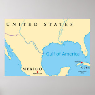 Kaart van de Golf van Amerika Poster