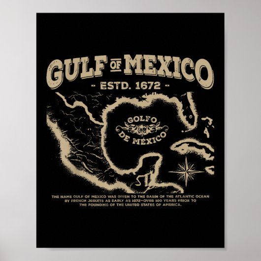 Kaart van de Golf van Mexico 1672 Poster (Voorkant)