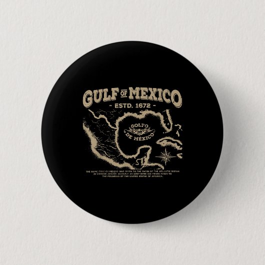 Kaart van de Golf van Mexico 1672 Ronde Button 5,7 Cm (Voorkant)
