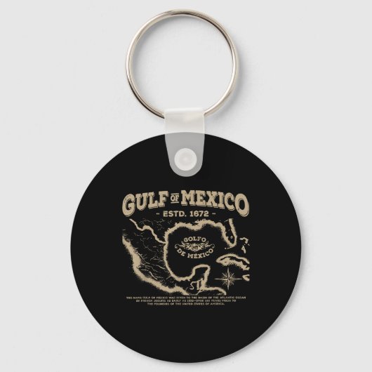 Kaart van de Golf van Mexico 1672 Sleutelhanger (Voorkant)