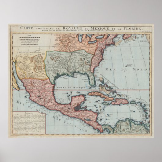  kaart van de Golf van Mexico (1732) Poster (Voorkant)