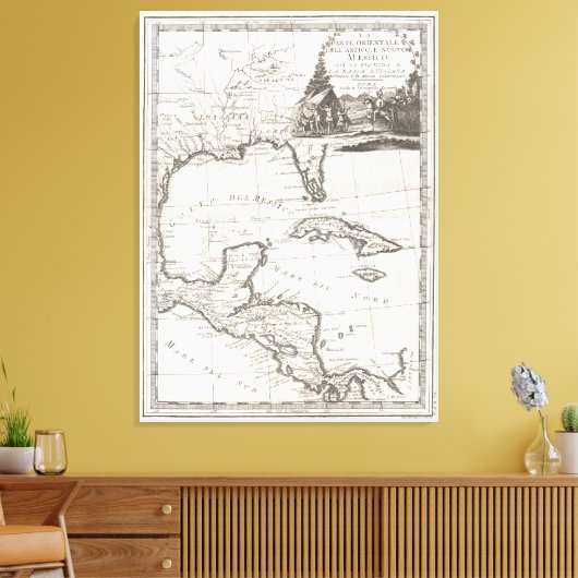  kaart van de Golf van Mexico (1798) Canvas Afdruk (Insitu (Woonkamer))