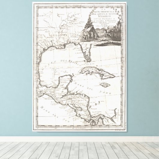  kaart van de Golf van Mexico (1798) Canvas Afdruk (Insitu (Houten vloer))